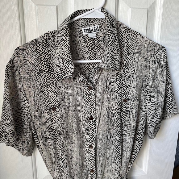 Vintage Black and White Snakeskin Shirt Dress ROBBIE BEE - Picture 4 of 5